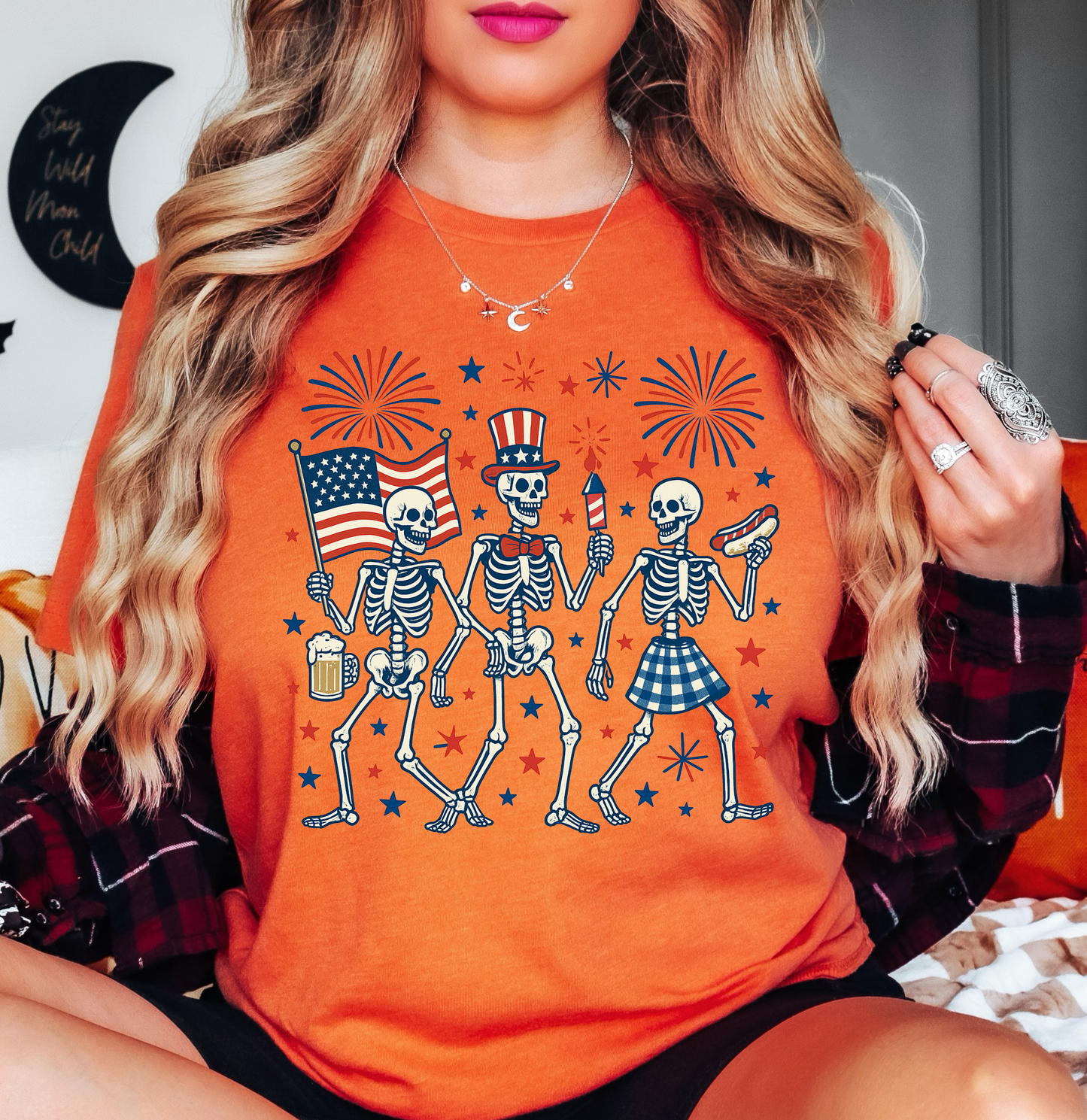 Patriotic Skeletons Tee | Stars and Stripes Collection | Unisex Pre-Shrunk T-Shirt