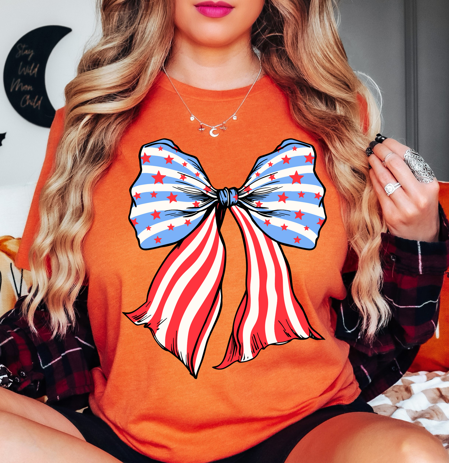 USA Coquette Bow Tee | Stars and Stripes Collection | Unisex Pre-Shrunk T-Shirt