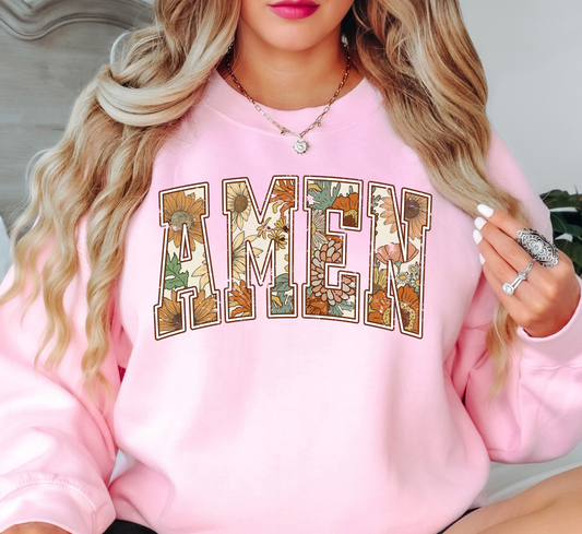 Floral Amen Sweatshirt | Walk By Faith Collection | Unique Gifts for Family and Friends