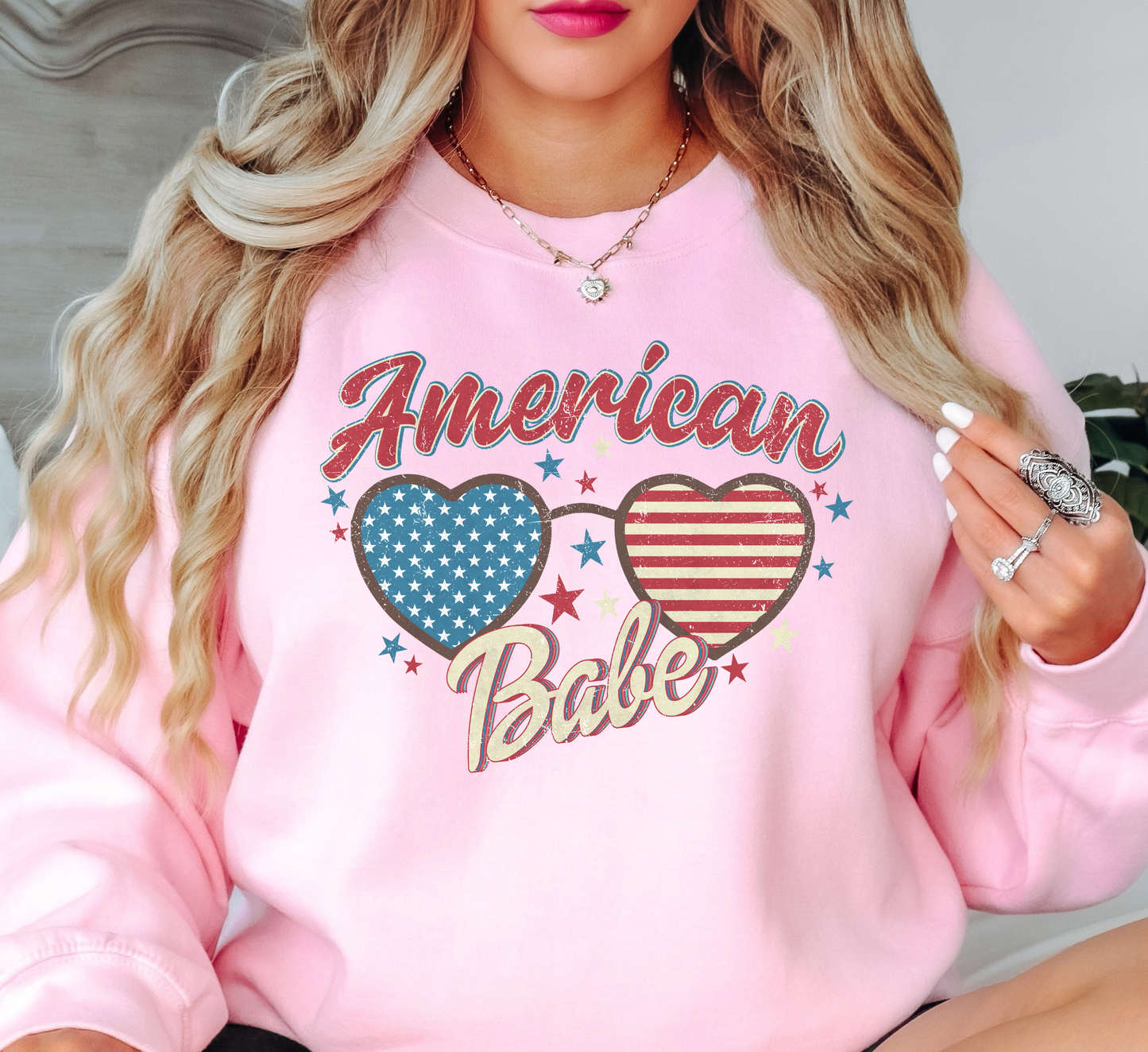 American Babe Sweatshirt | Stars and Stripes Collection | Unique Gifts for Family and Friends