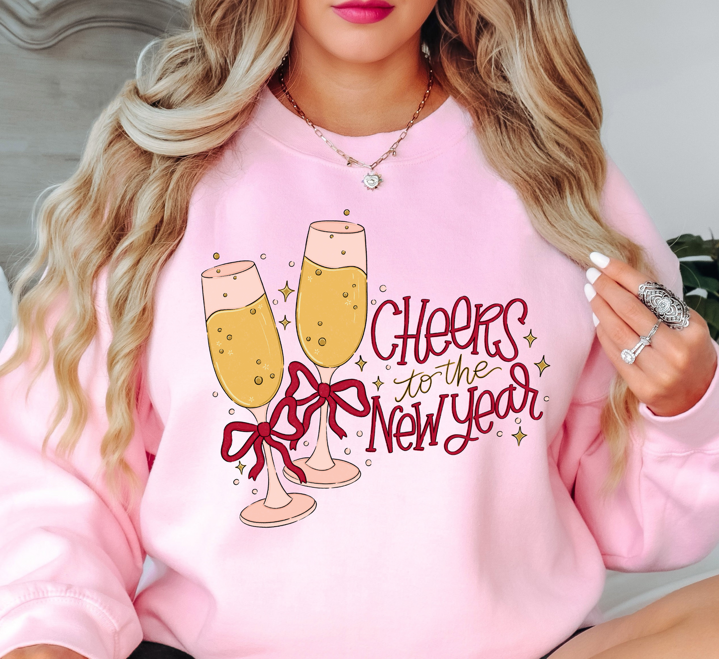 Champagne Cheers To New Year Sweatshirt | New Year Magic Collection | Unique Gifts for Family Friends