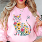 Floral Cat Outline Sweatshirt | Pawsitive Vibes Collection | Unique Gifts for Family and Friends