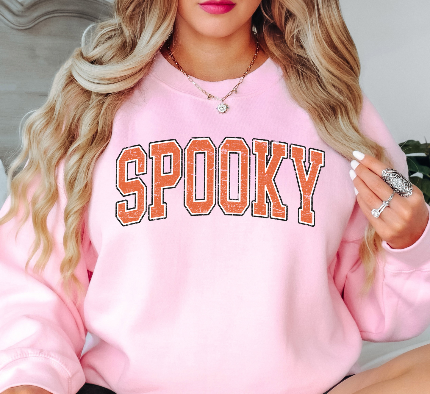 Spooky Varsity Sweatshirt | Boo-tiful Vibes Collection | Unique Gifts for Family Friends