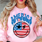 Retro America Smiley Face Sweatshirt | Stars and Stripes Collection | Unique Gifts for Family Friends