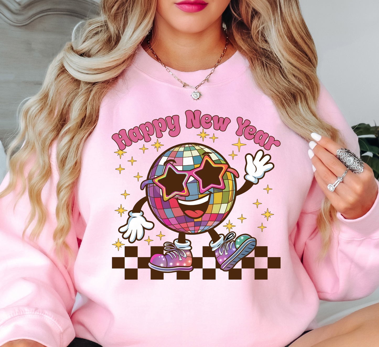 Retro Happy New Year Sweatshirt | New Year Magic Collection | Unique Gifts for Family Friends