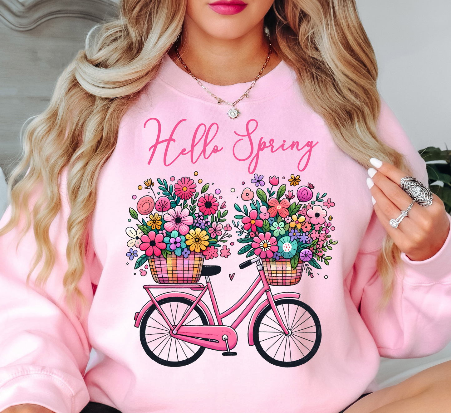 Hello Spring Bicycle Sweatshirt | Spring Fling Collection | Unique Gifts for Family Friends