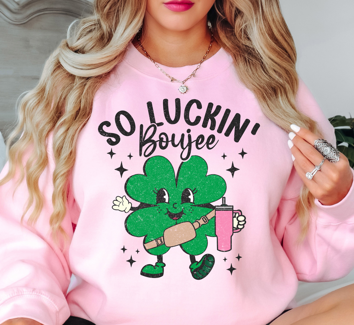 So Luckin' Boujee Sweatshirt | Feeling Lucky Collection | Unique Gifts for Family Friends