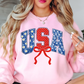 Preppy USA Floral Bow Sweatshirt | Stars and Stripes Collection | Unique Gifts for Family and Friends