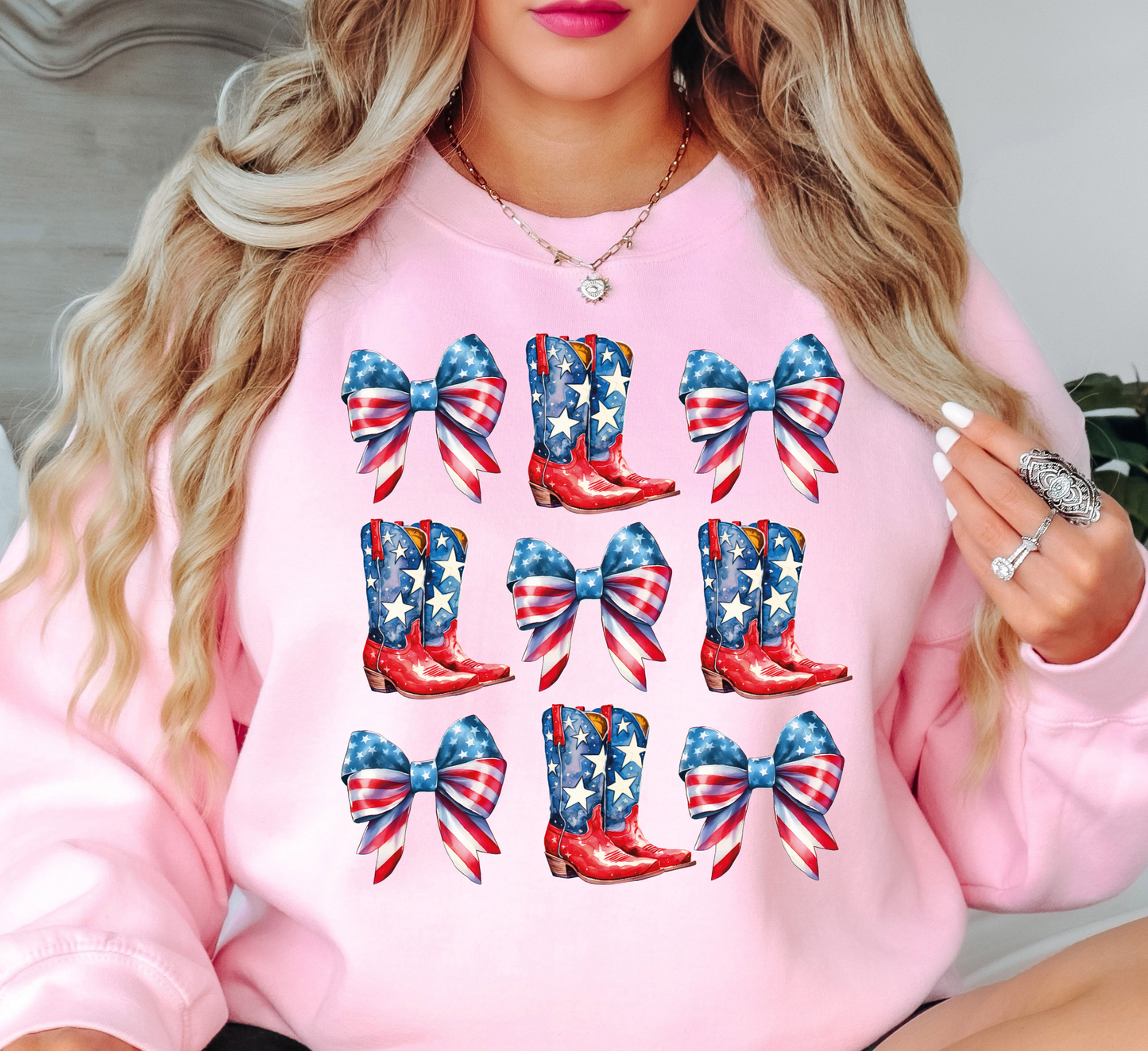 Coquette and Boots Sweatshirt | Stars and Stripes Collection | Unique Gifts for Family Friends