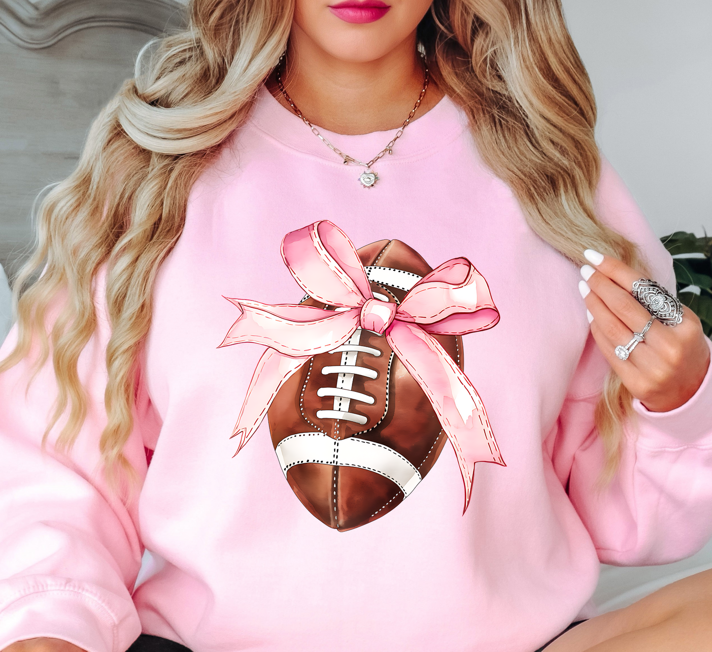 Coquette Football Bow Sweatshirt | Groovy Vibes Collection | Unique Gifts for Family and Friends