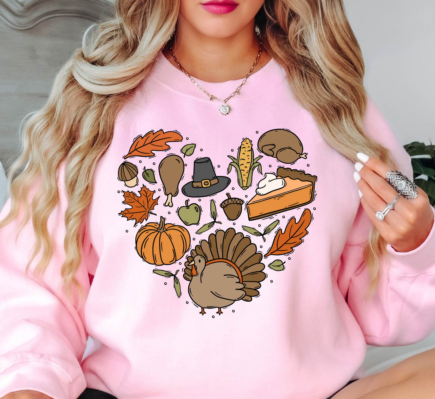 Thanksgiving Heart Doodles Sweatshirt | Harvest Joy Collection | Unique Gifts for Family Friends