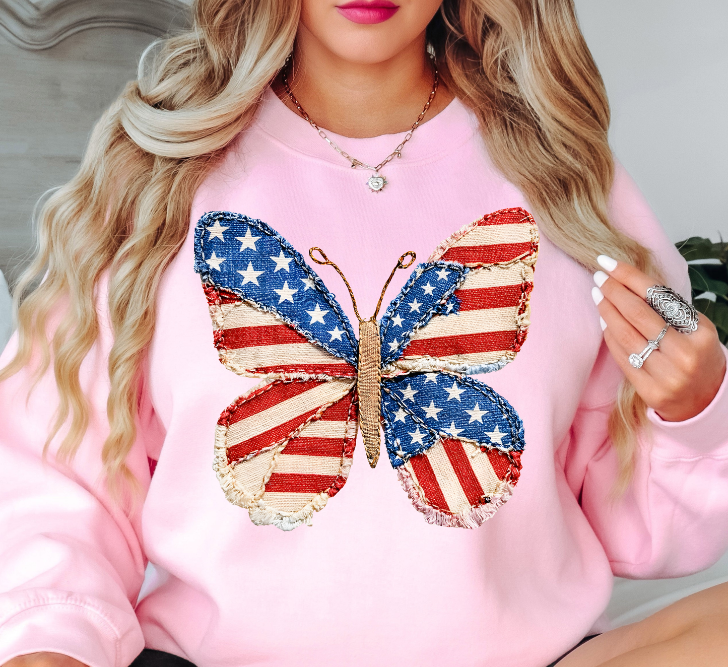 USA Butterfly Sweatshirt | Stars and Stripes Collection | Unique Gifts for Family and Friends