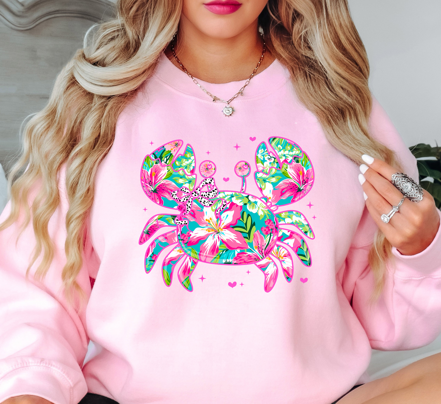 Floral Tropical Crab Sweatshirt | Beach Breeze Collection | Unique Gifts for Family Friends
