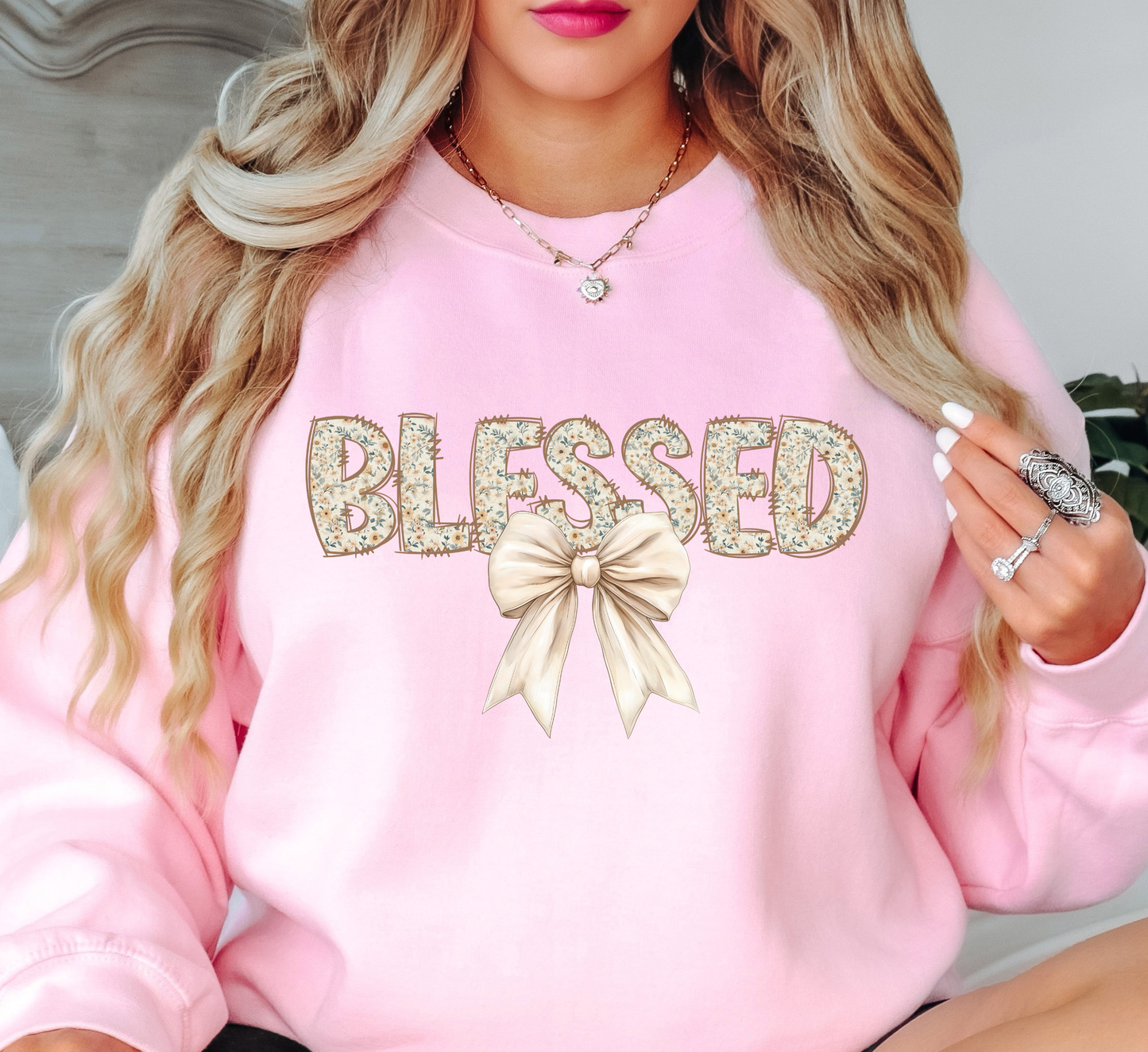 Floral Blessed Bow Sweatshirt | Walk By Faith Collection | Unique Gifts for Family and Friends