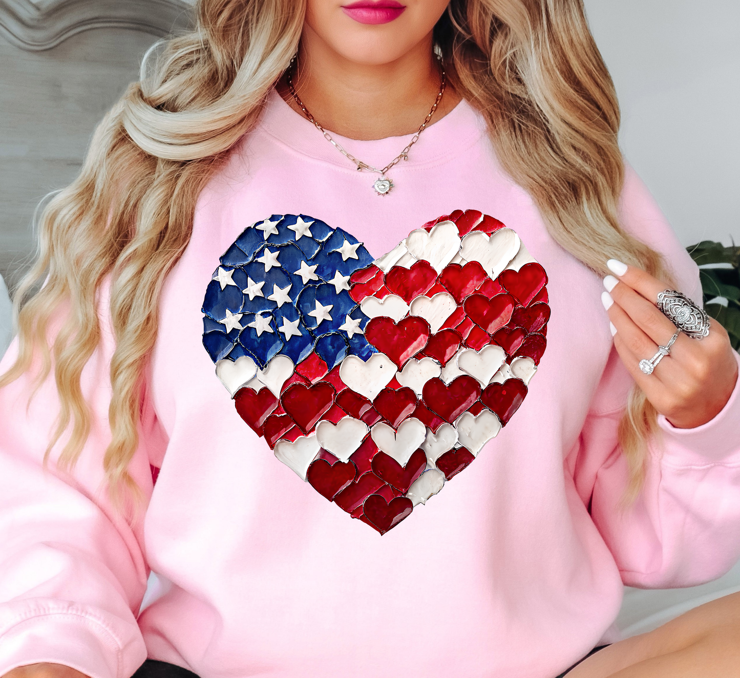 USA Heart Brushstrokes Sweatshirt | Stars and Stripes Collection | Unique Gifts for Family and Friends