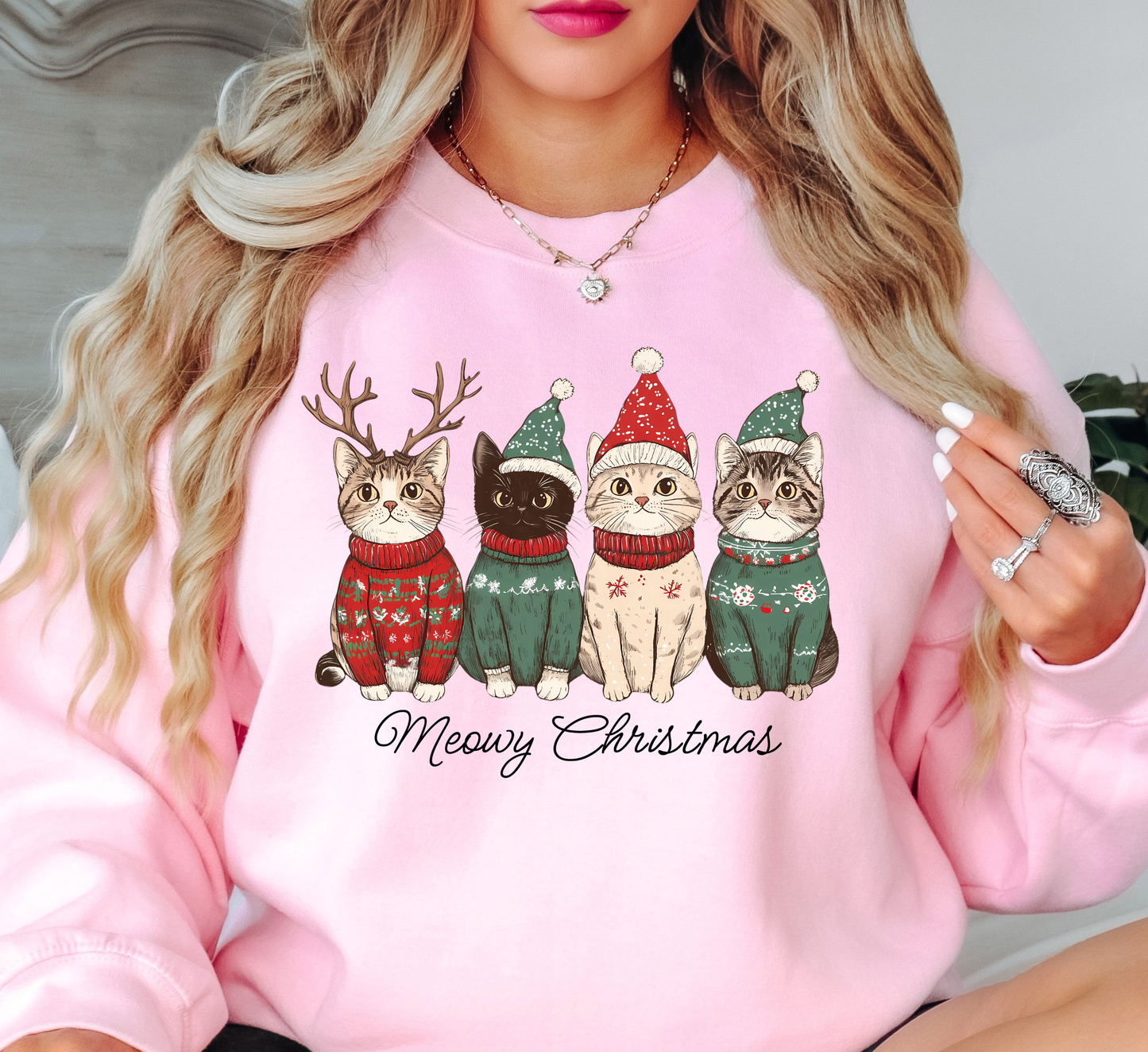 Meowy Cat Christmas Sweatshirt | Pawsitive Vibes Collection | Unique Gifts for Family and Friends