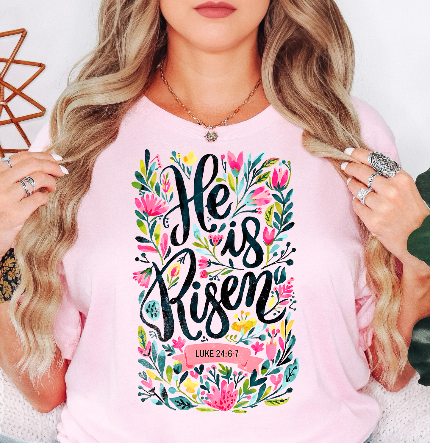 He Is Risen Floral Wreath Tee | Walk By Faith Collection | Unisex Pre-Shrunk T-Shirt