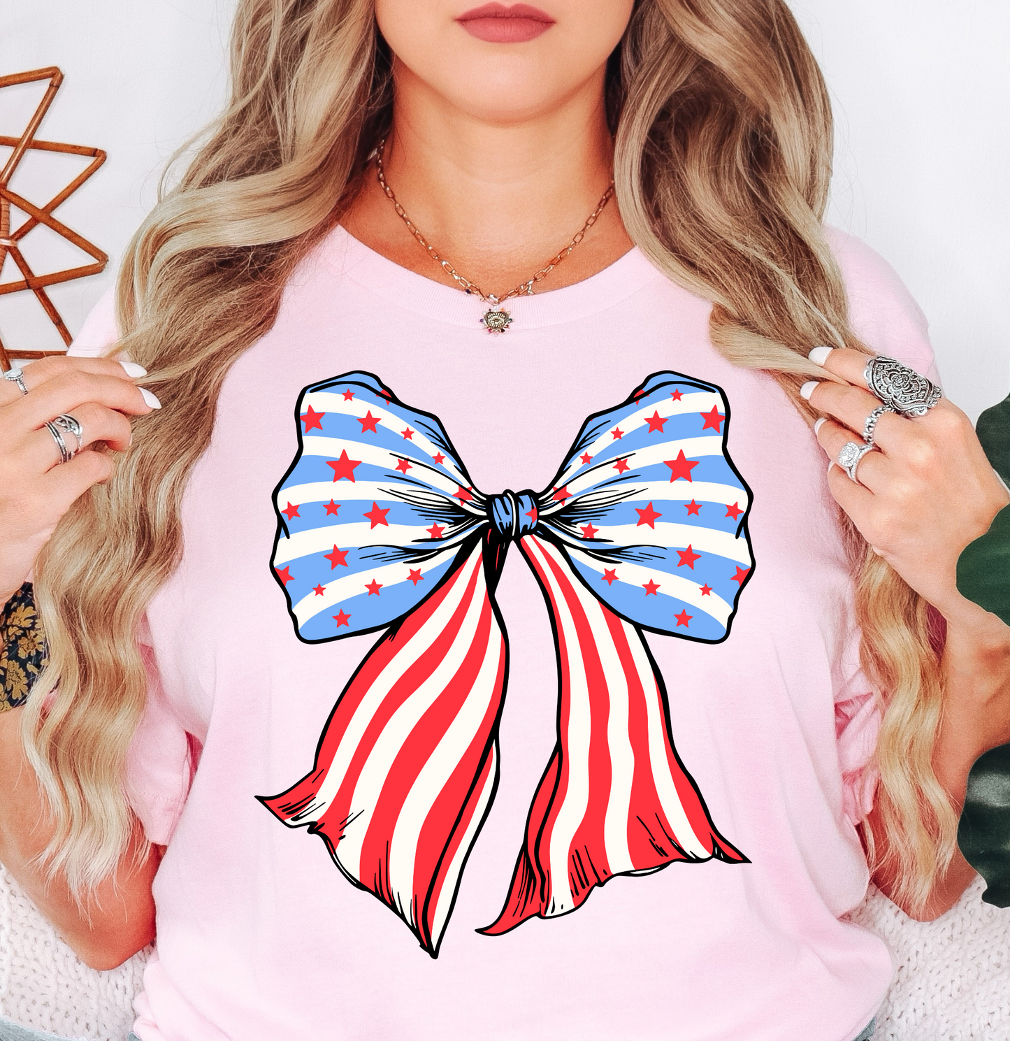 USA Coquette Bow Tee | Stars and Stripes Collection | Unisex Pre-Shrunk T-Shirt