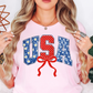 Preppy USA Floral Bow Tee | Stars and Stripes Collection | Unisex Pre-Shrunk T-Shirt