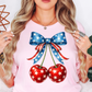 Cherry Cute Bow Tee | Stars and Stripes Collection | Unisex Pre-Shrunk T-Shirt