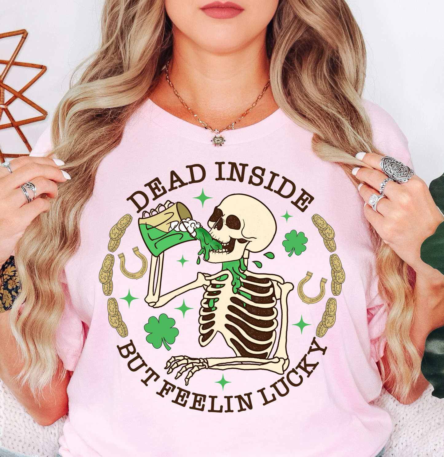 Dead Inside But Feelin Lucky Tee | Feeling Lucky Collection | Unisex Pre-Shrunk T-Shirt