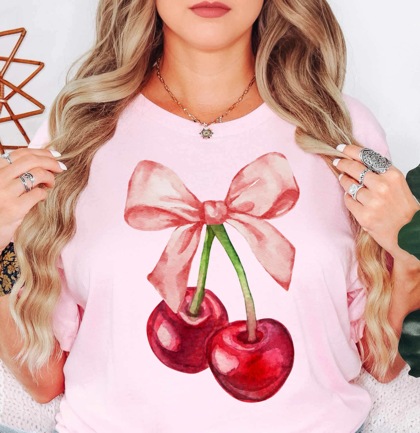 Cute Cherry Bow Tee | Groovy Vibes Collection | Unisex Pre-Shrunk T-Shirt