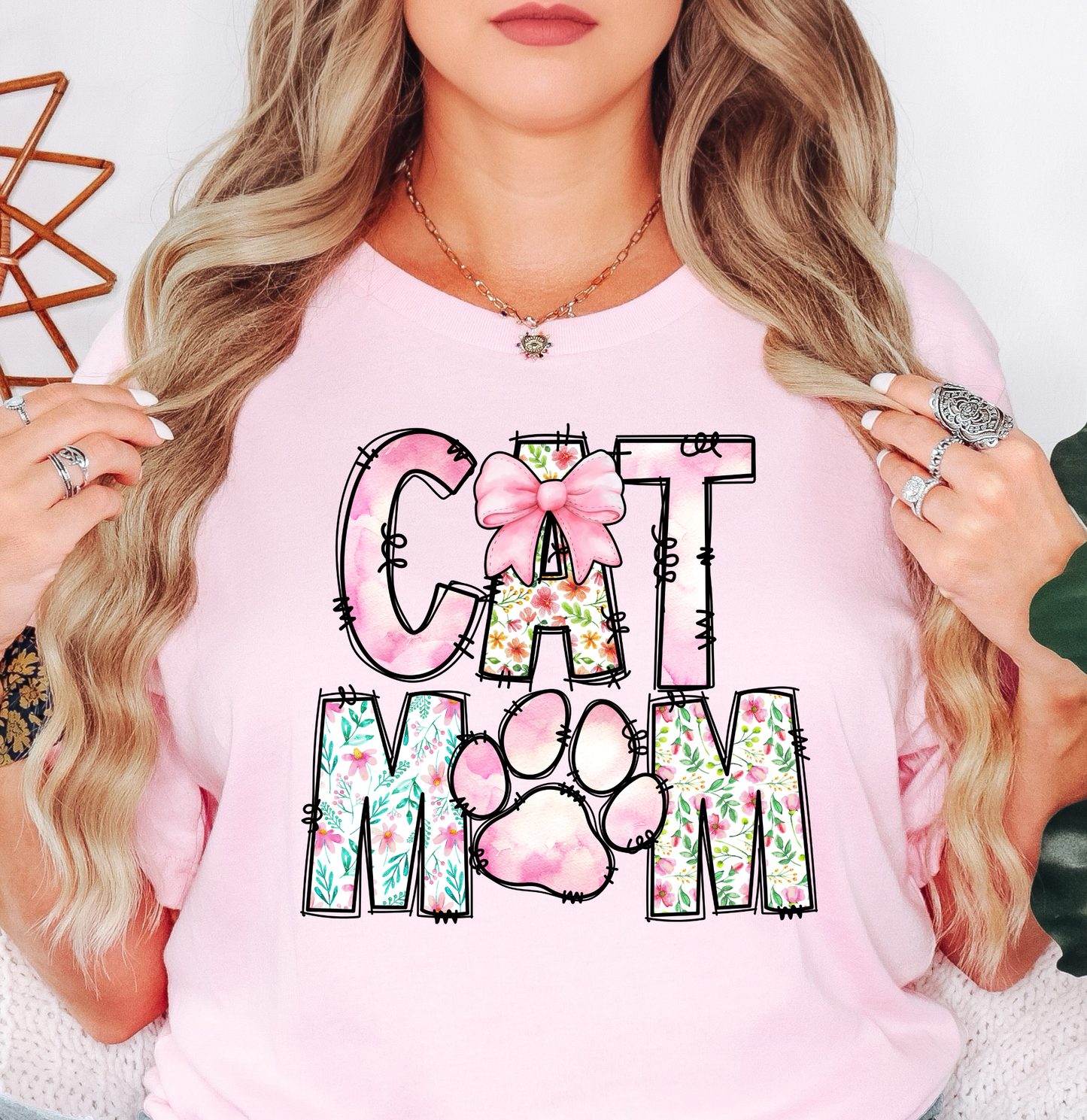 Preppy Cat Mom Tee | Pawsitive Vibes Collection | Unisex Pre-Shrunk T-Shirt