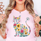 Floral Cat Outline Tee | Pawsitive Vibes Collection | Unisex Pre-Shrunk T-Shirt