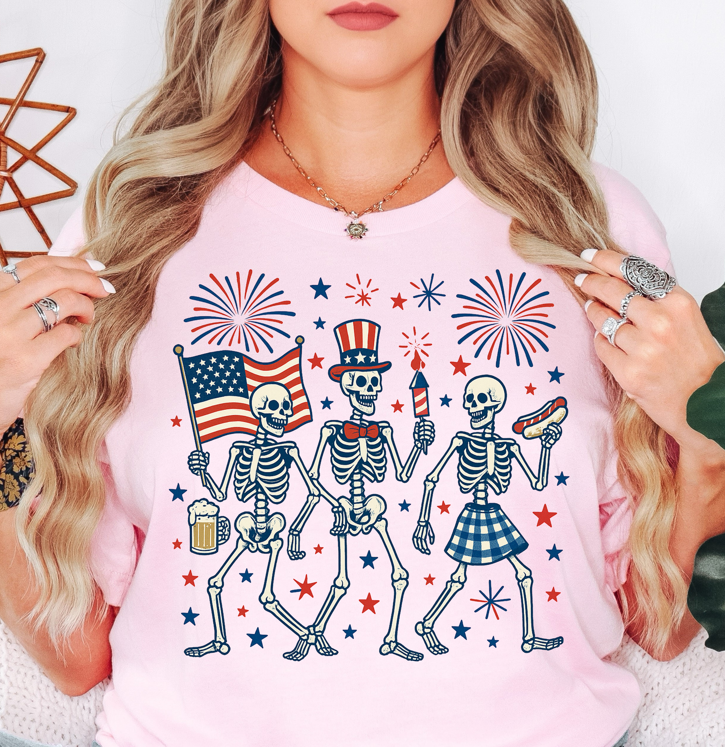 Patriotic Skeletons Tee | Stars and Stripes Collection | Unisex Pre-Shrunk T-Shirt