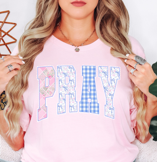 Pray Preppy Coquette Tee | Walk By Faith Collection | Unisex Pre-Shrunk T-Shirt
