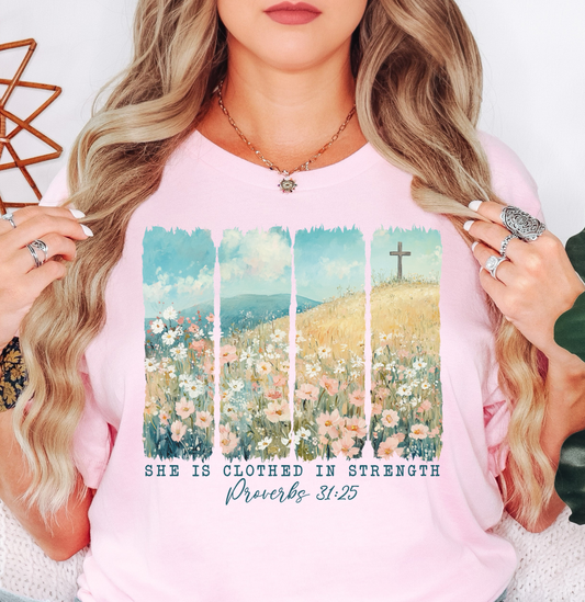 She Is Clothed (Proverbs 31) Tee | Walk By Faith Collection | Unisex Pre-Shrunk T-Shirt