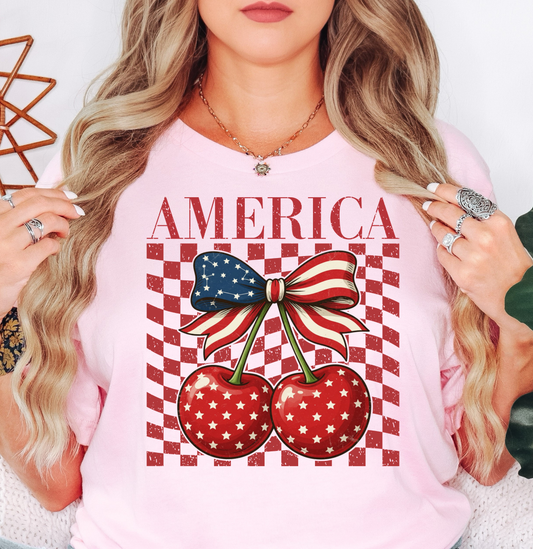 America Cherry Tee | Stars and Stripes Collection | Unisex Pre-Shrunk T-Shirt