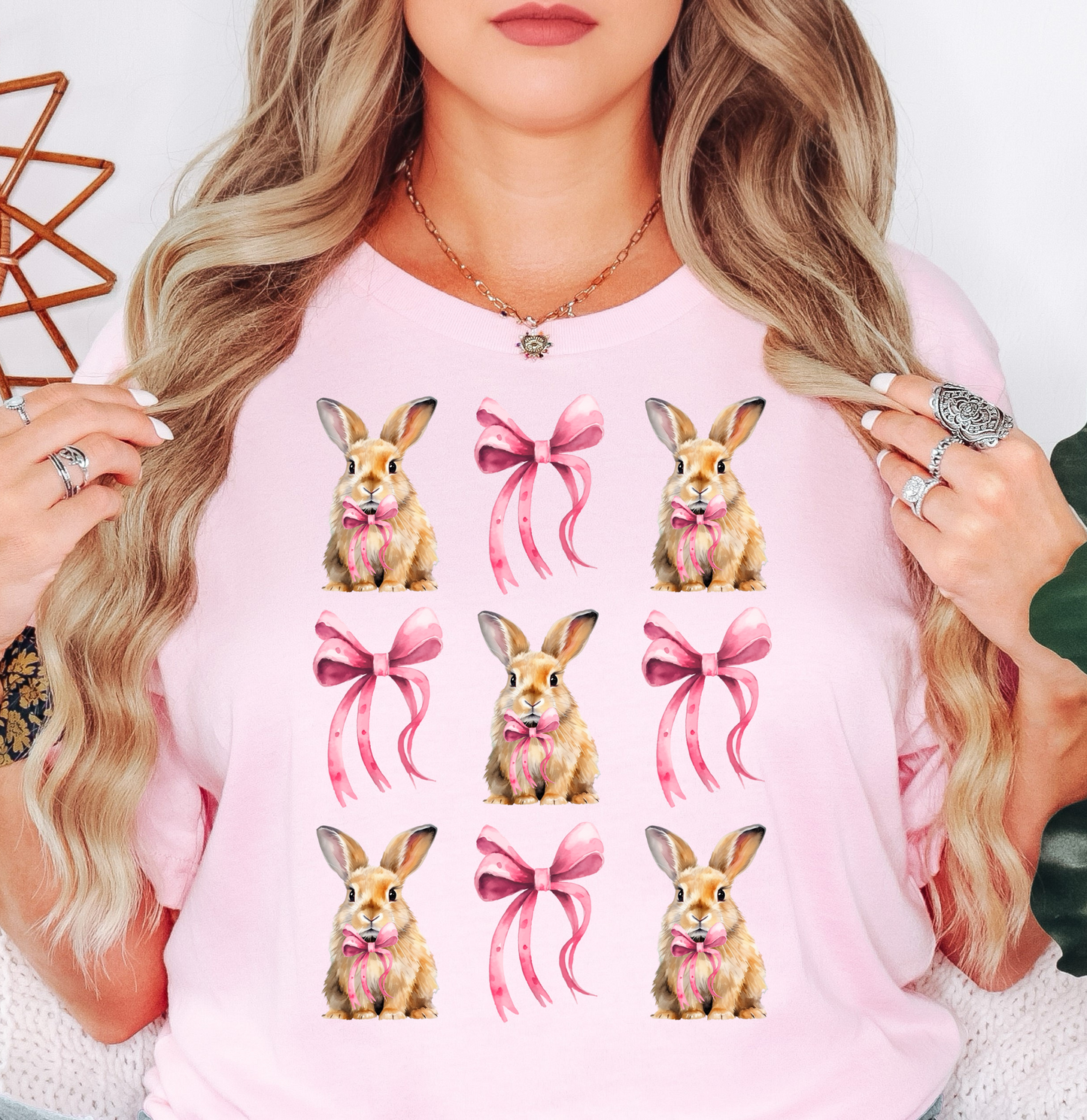 Coquette Bow and Bunnies Tee | Hoppin' Into Spring Collection | Unisex Pre-Shrunk T-Shirt