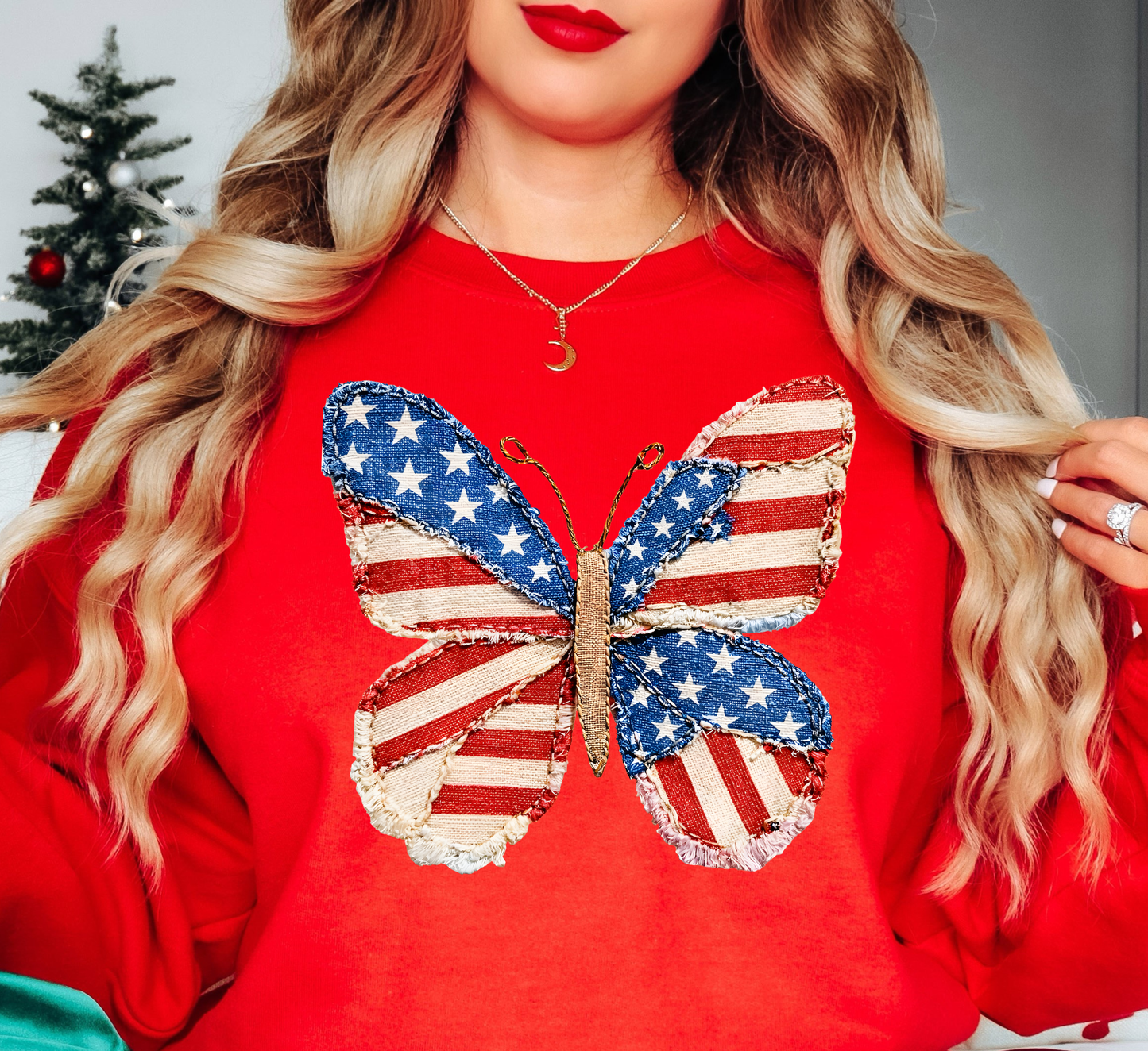 USA Butterfly Sweatshirt | Stars and Stripes Collection | Unique Gifts for Family and Friends