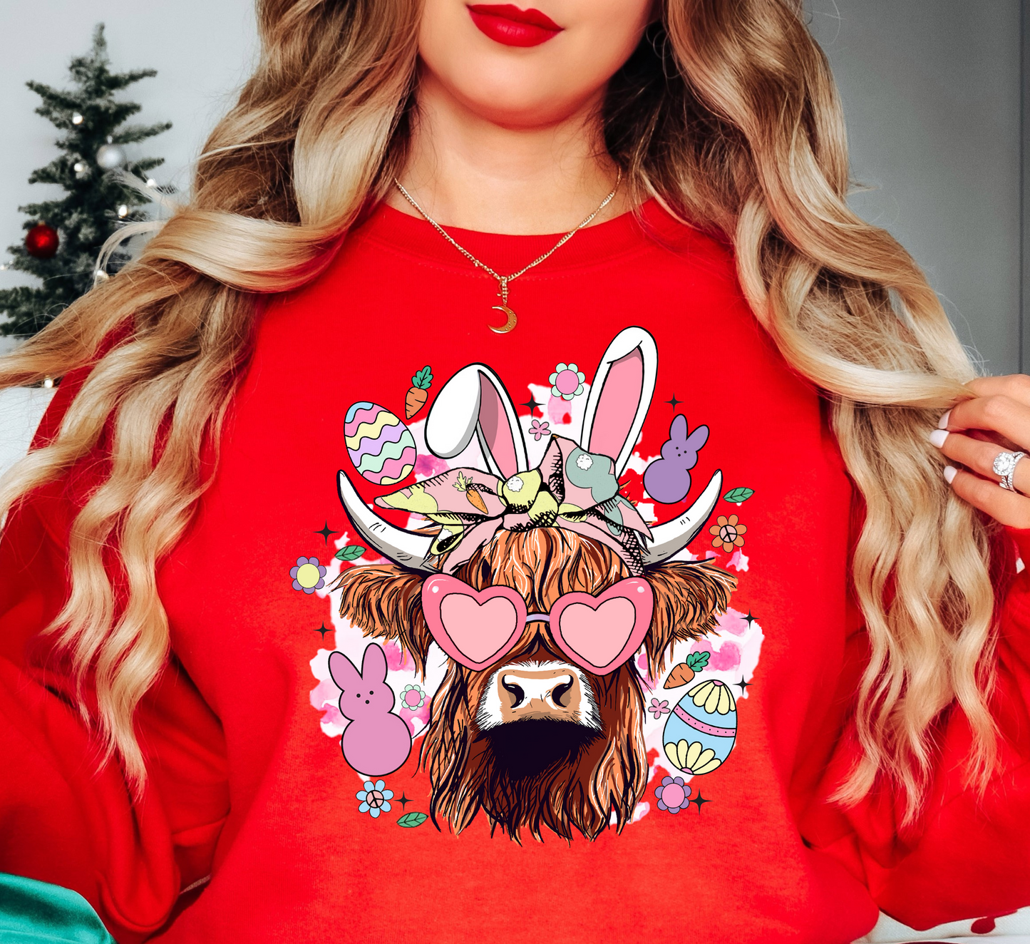 Highland Cow Bunny Sweatshirt | Hoppin' Into Spring Collection | Unique Gifts for Family Friends