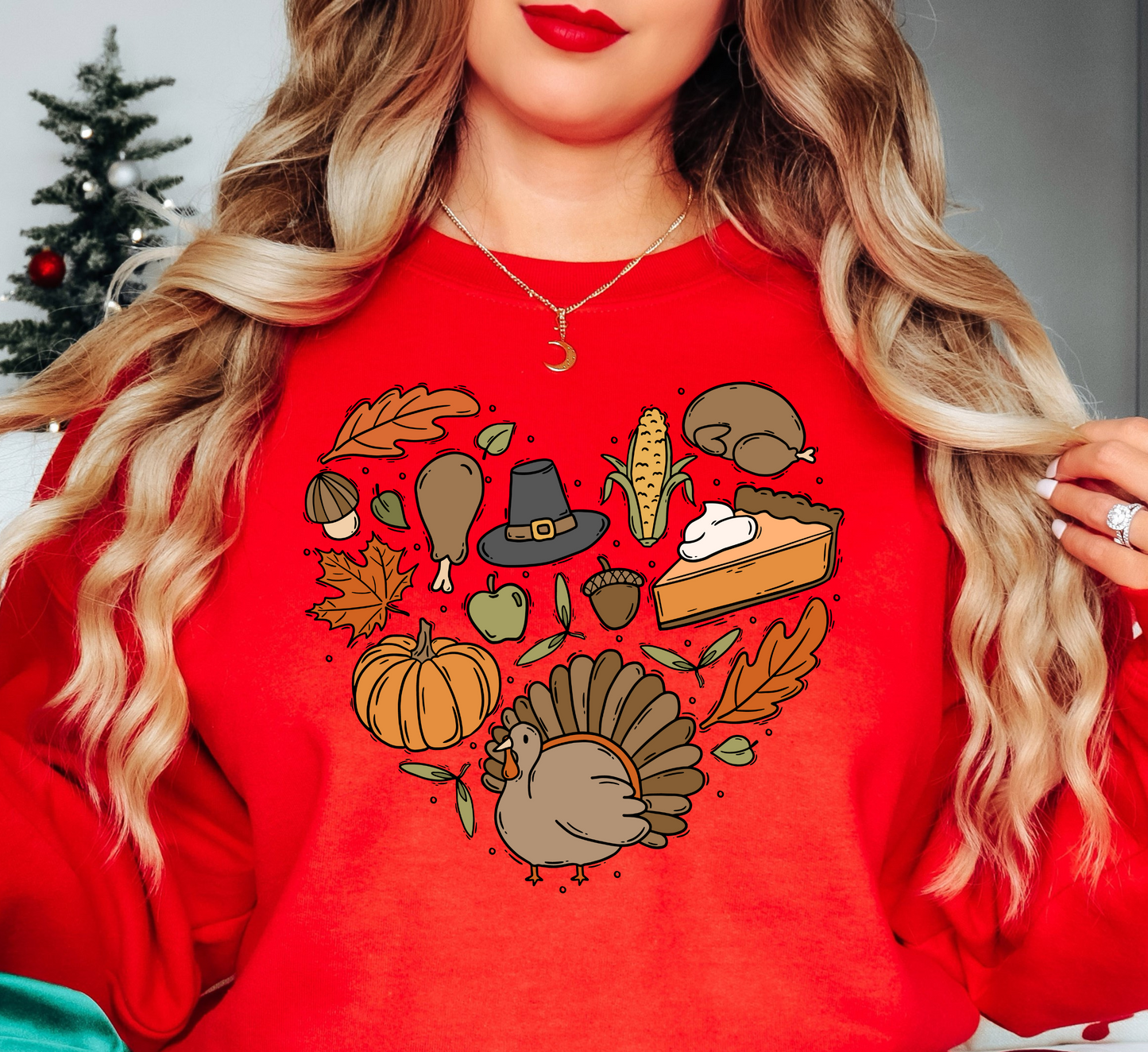 Thanksgiving Heart Doodles Sweatshirt | Harvest Joy Collection | Unique Gifts for Family Friends