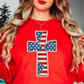 Patriotic Cross Sweatshirt | Stars and Stripes Collection | Unique Gifts for Family and Friends