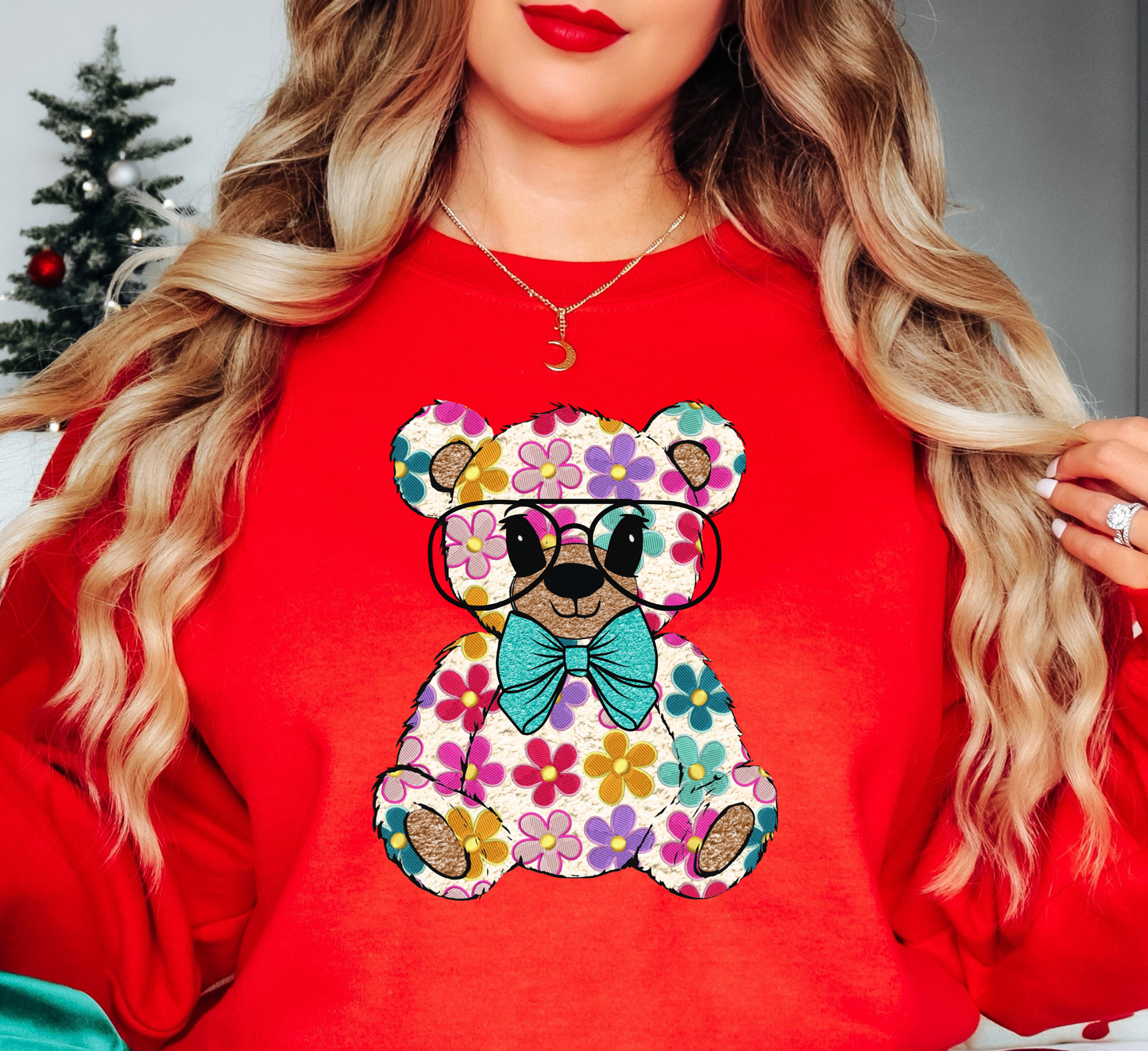 Floral Daisy Bear Sweatshirt | Hoppin' Into Spring Collection | Unique Gifts for Family Friends