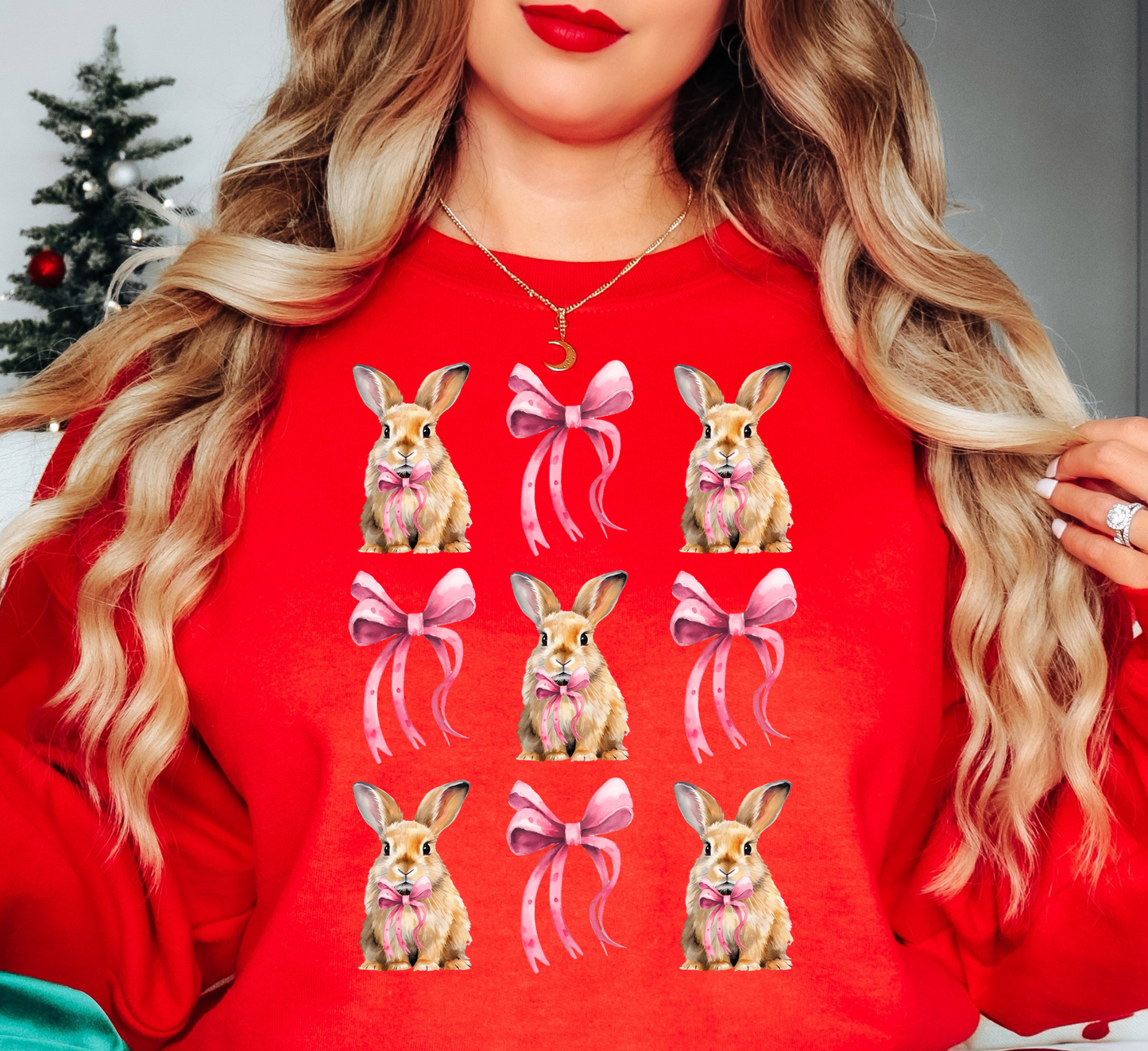 Coquette Bow and Bunnies Sweatshirt | Hoppin' Into Spring Collection | Unique Gifts for Family Friends