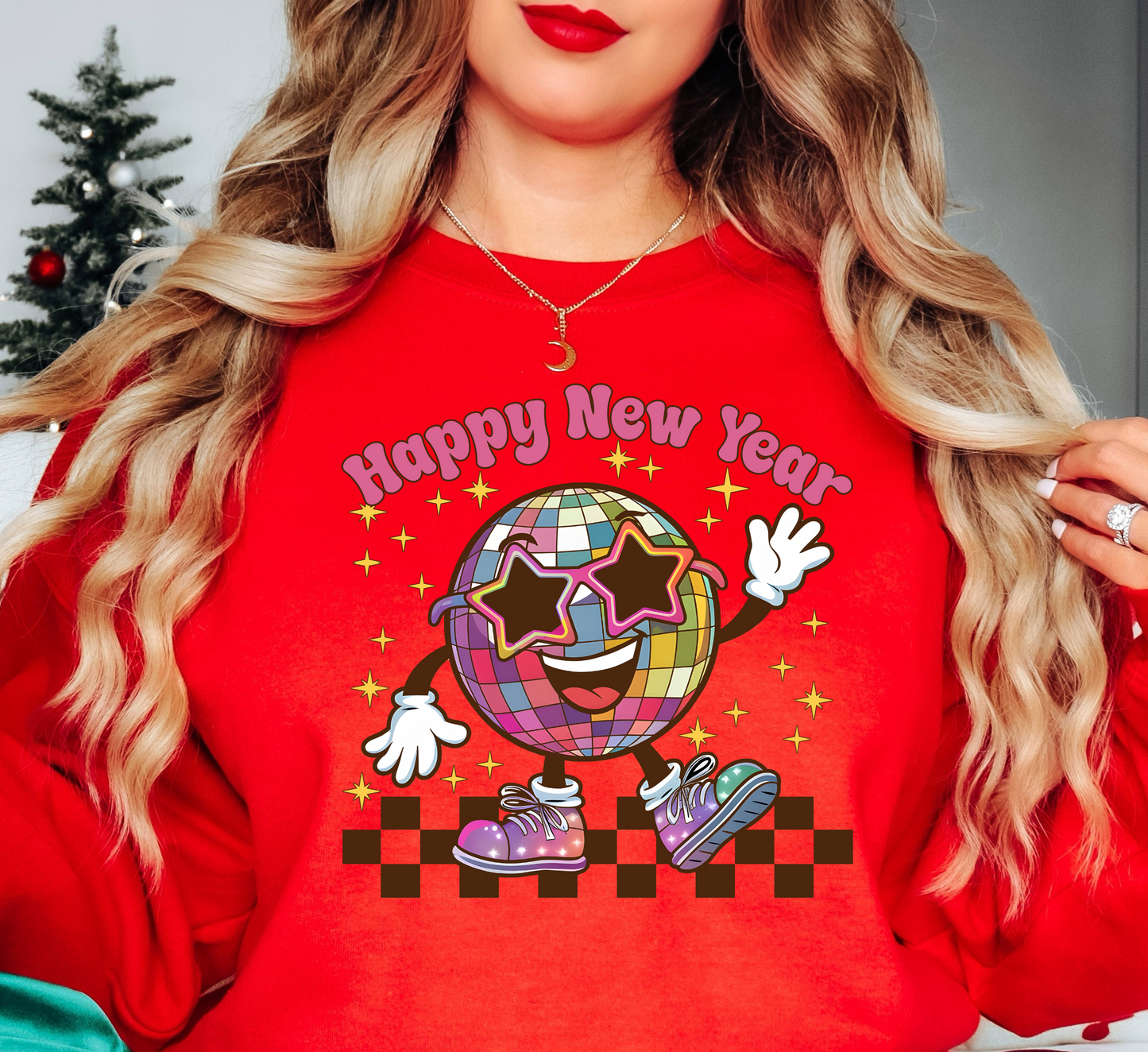 Retro Happy New Year Sweatshirt | New Year Magic Collection | Unique Gifts for Family Friends