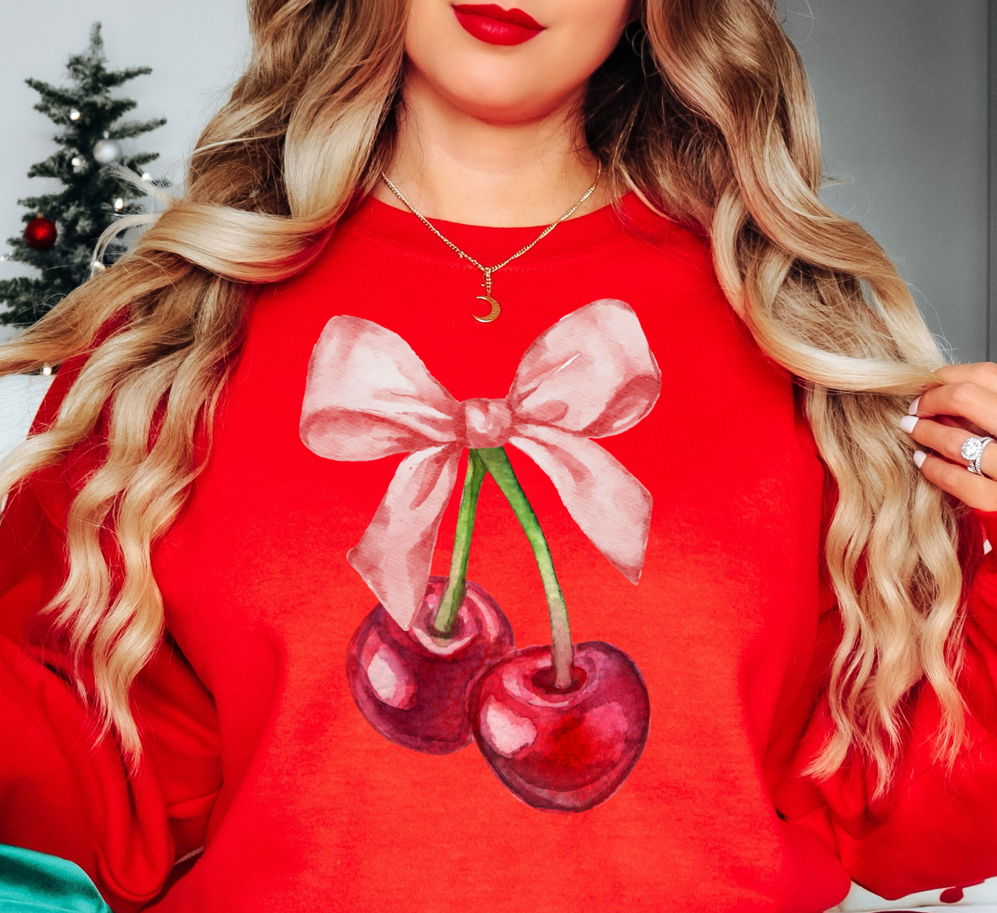 Cute Cherry Bow Sweatshirt | Groovy Vibes Collection | Unique Gifts for Family and Friends