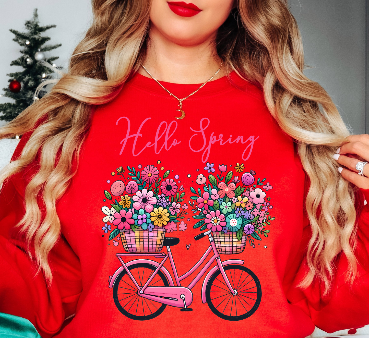 Hello Spring Bicycle Sweatshirt | Spring Fling Collection | Unique Gifts for Family Friends