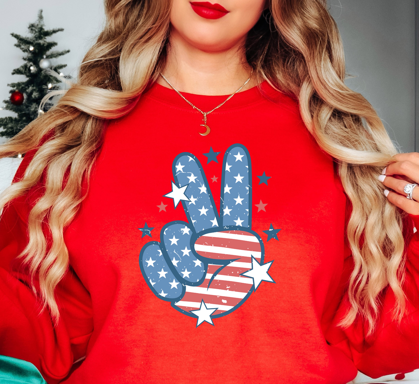 USA Peace Hand Sweatshirt | Stars and Stripes Collection | Unique Gifts for Family and Friends