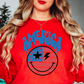 Retro America Smiley Face Sweatshirt | Stars and Stripes Collection | Unique Gifts for Family Friends