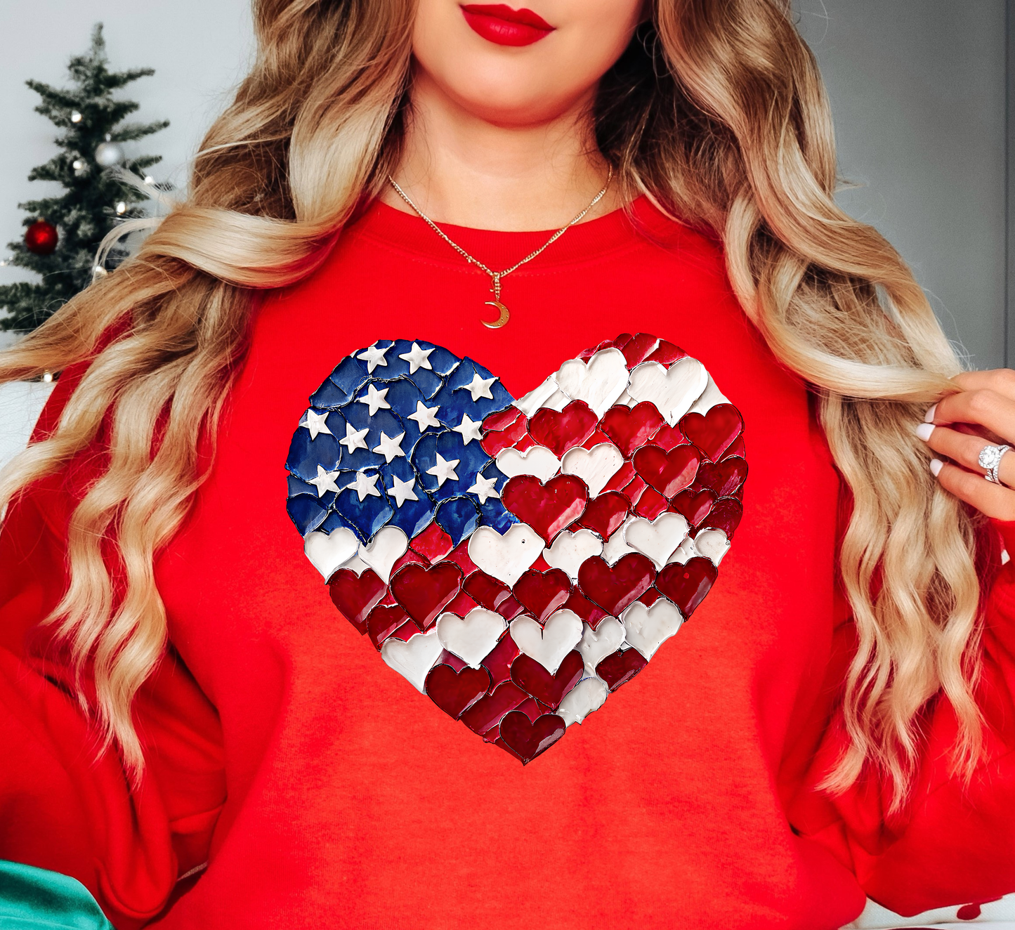 USA Heart Brushstrokes Sweatshirt | Stars and Stripes Collection | Unique Gifts for Family and Friends