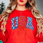 Preppy USA Floral Bow Sweatshirt | Stars and Stripes Collection | Unique Gifts for Family and Friends