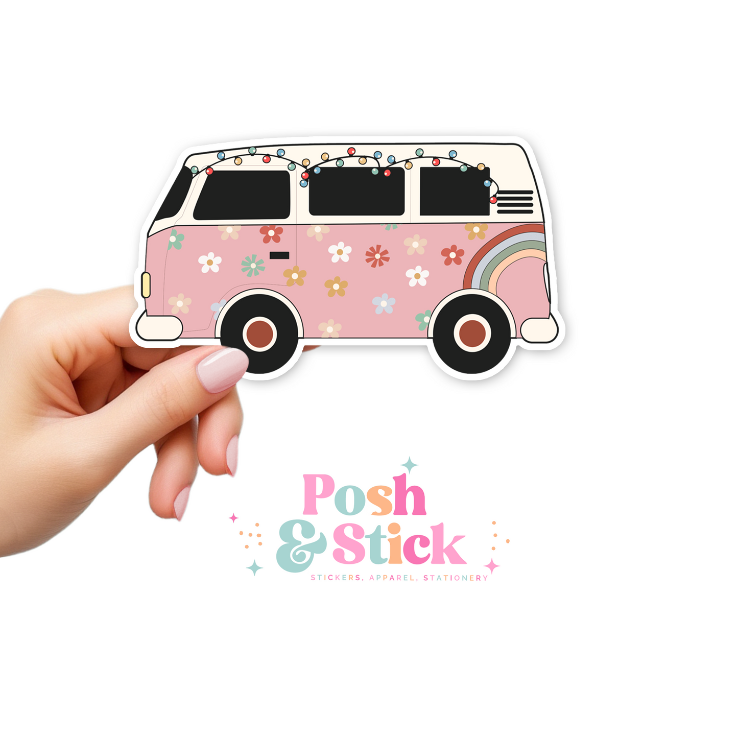 Retro Holiday Van | Tis' The Season Clear Vinyl Stickers | Unique Gifts For Family Friends