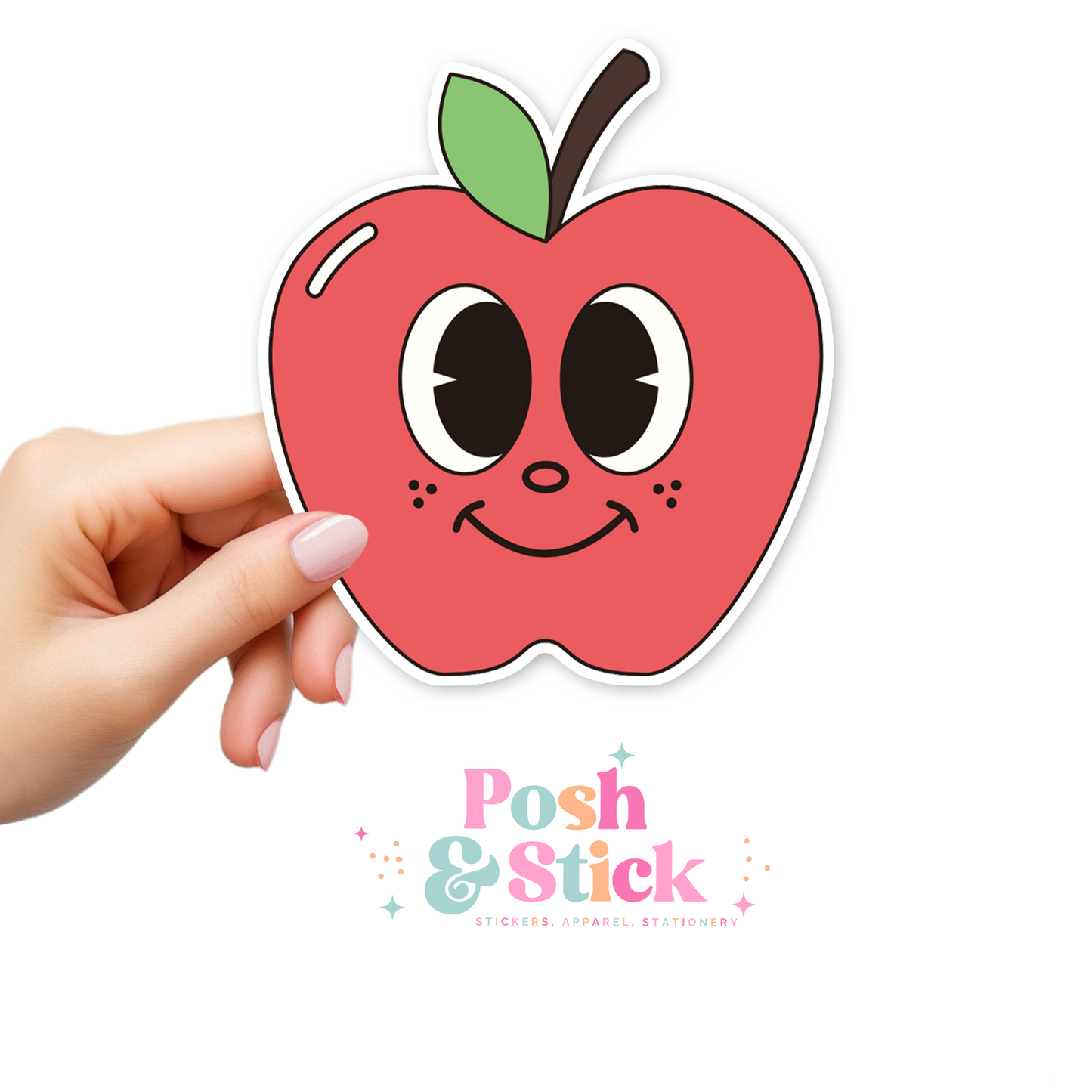 Retro Cute Apple | School Education Clear Vinyl Stickers | Unique Gifts For Family Friends