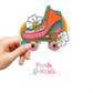 Floral Roller-skates | Funkadelic Flair Clear Vinyl Stickers | Unique Gifts For Family Friends