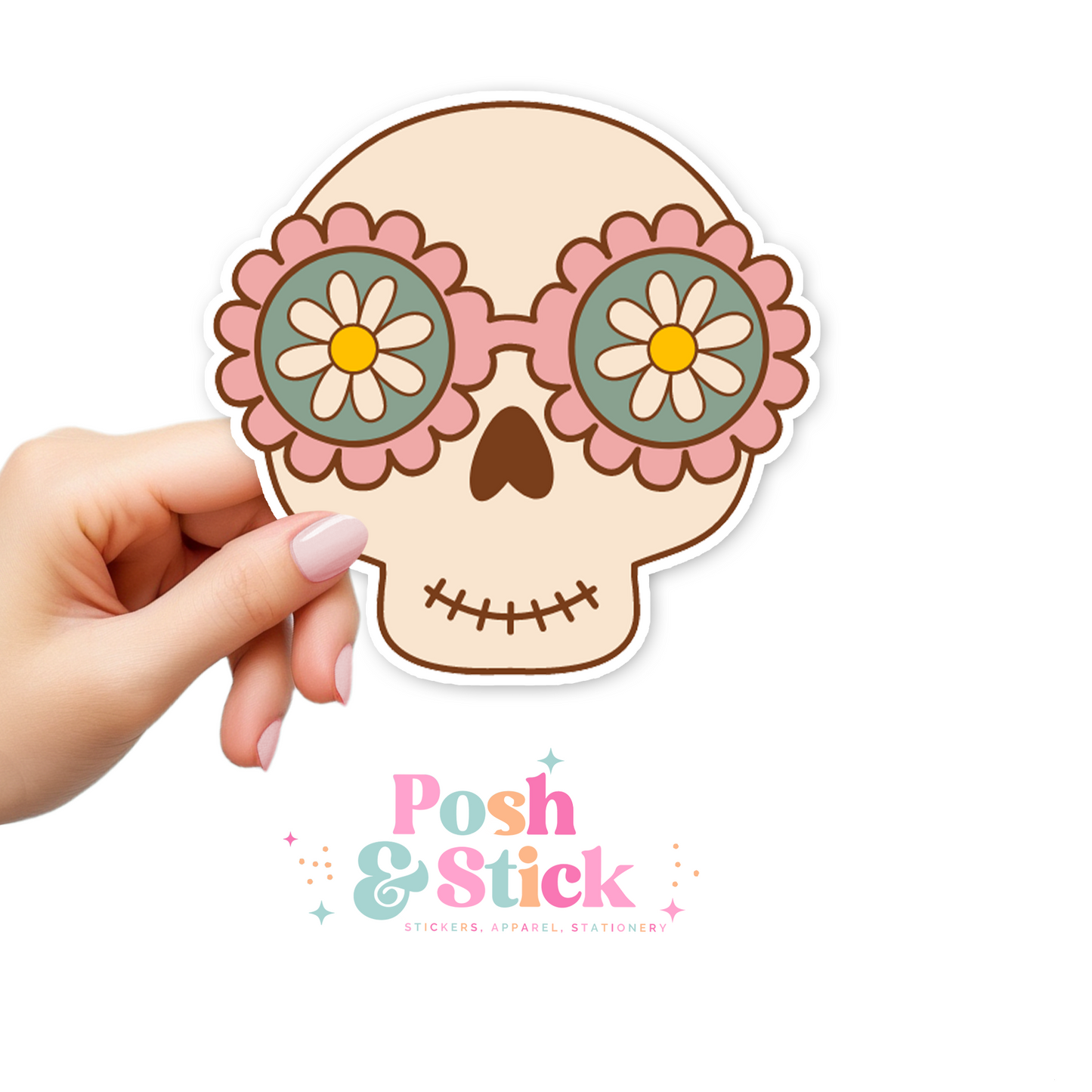 Retro Skeleton | Boo-tiful Vibes Clear Vinyl Stickers | Unique Gifts For Family Friends